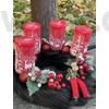 Kép 4/4 - Adventi koszorú, fekete szőrmés piros díszítéssel