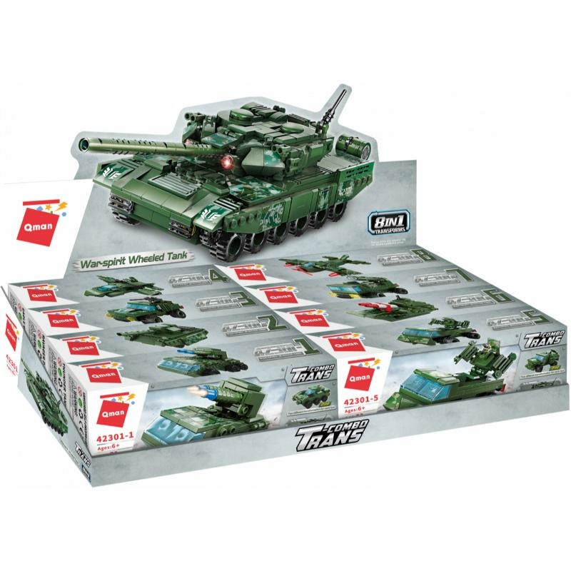 QMAN® 42301 lego-kompatibilis építőjáték 8-az-1-ben Háborús tank kerekeken