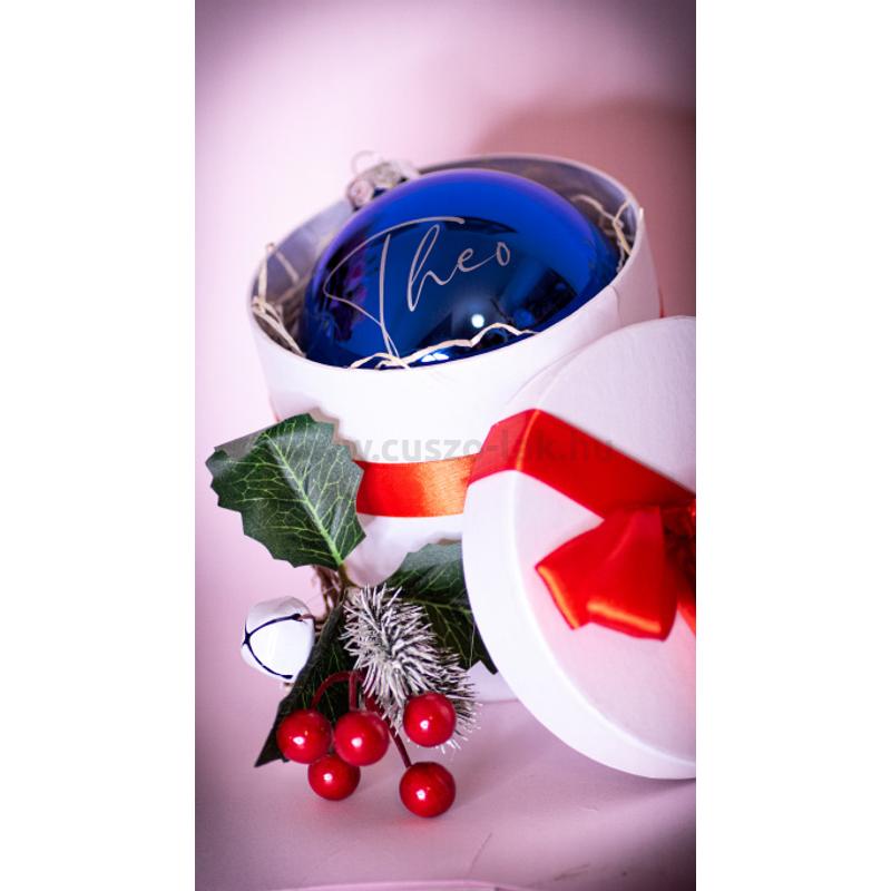 Ünnepi díszdoboz feliratos gömbdíszekhez