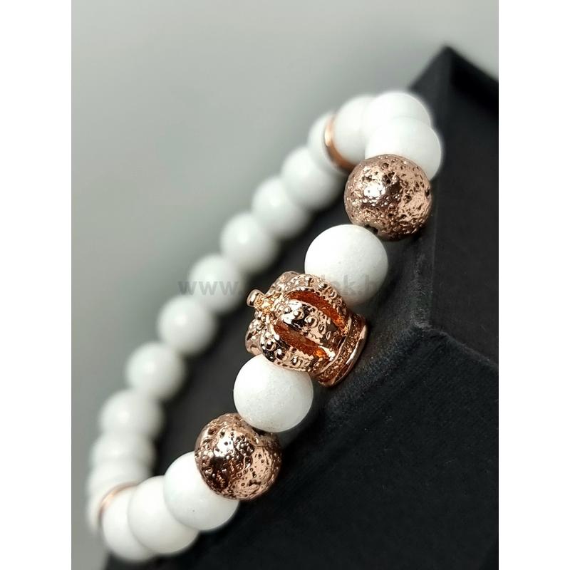 Rosegold koronás jáde ásvány karkötő