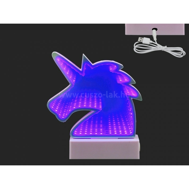 LEDes világító unicornis lila 17cm 