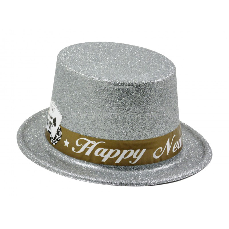 Party kalap Happy New Year ezüst
